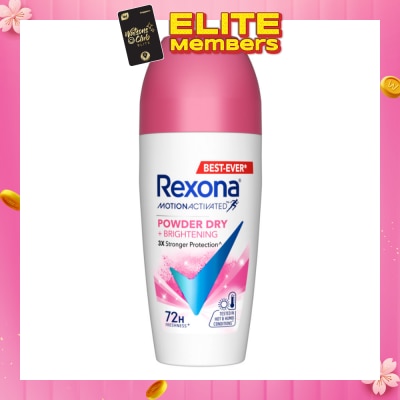 REXONA Motion Activated Powder Dry +Brightening Deodorant Roll On 45ml