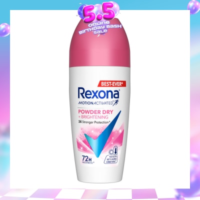 REXONA - Motion Activated Powder Dry +Brightening Deodorant Roll On 45ml
