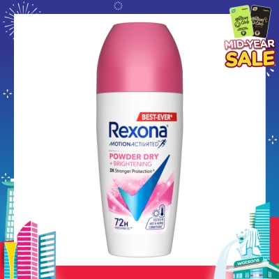 REXONA Motion Activated Powder Dry +Brightening Deodorant Roll On 45ml