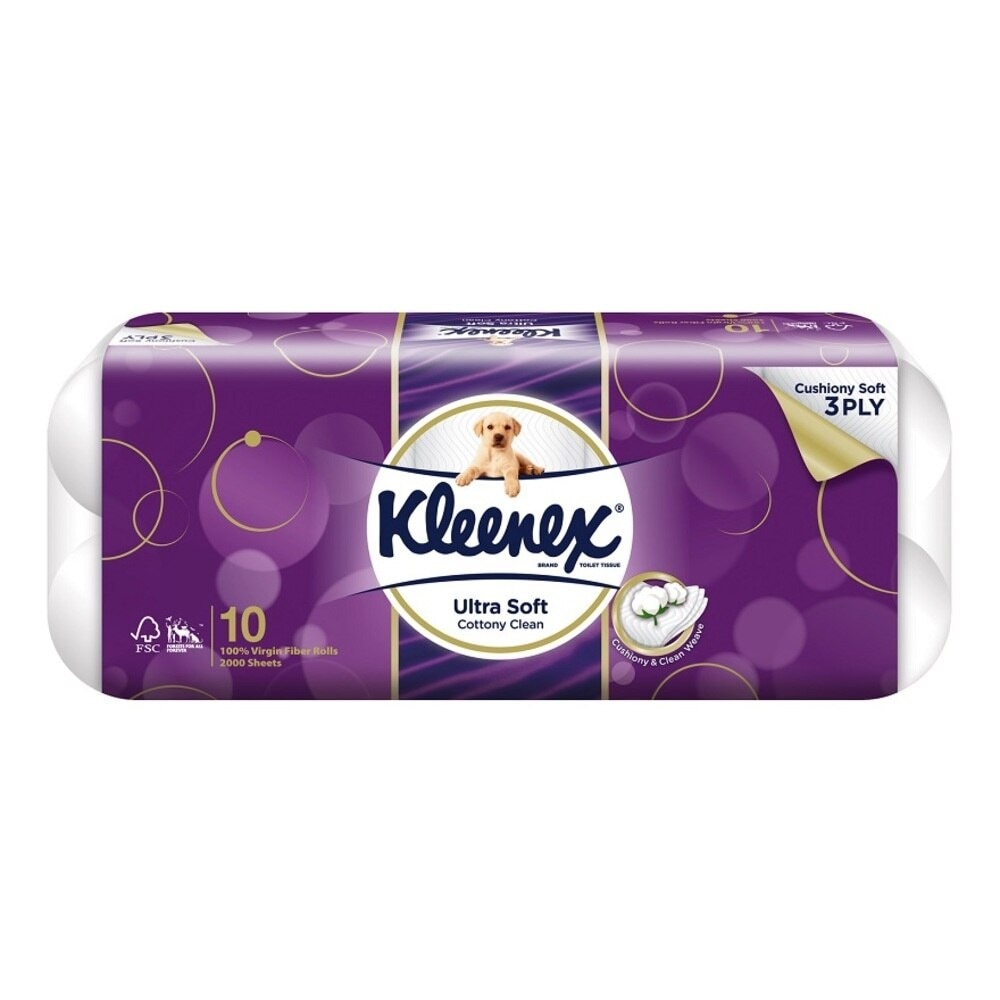 Kleenex Ultra Soft Toilet Tissue Paper Cottony Clean 10 Rolls