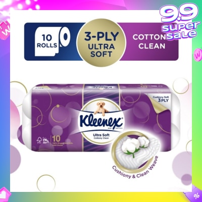 KLEENEX Kleenex Ultra Soft Toilet Tissue Paper Cottony Clean 10 Rolls