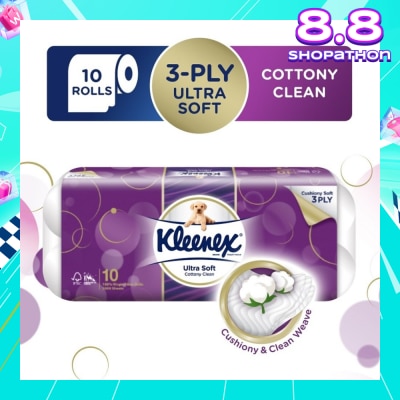 KLEENEX Kleenex Ultra Soft Toilet Tissue Paper Cottony Clean 10 Rolls