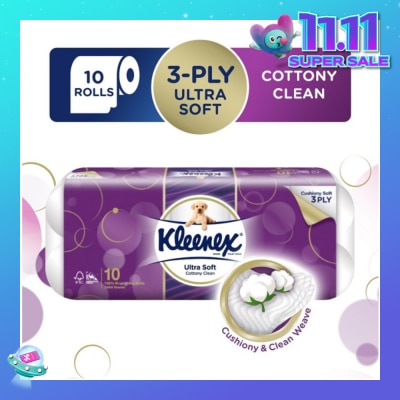 KLEENEX Kleenex Ultra Soft Toilet Tissue Paper Cottony Clean 10 Rolls