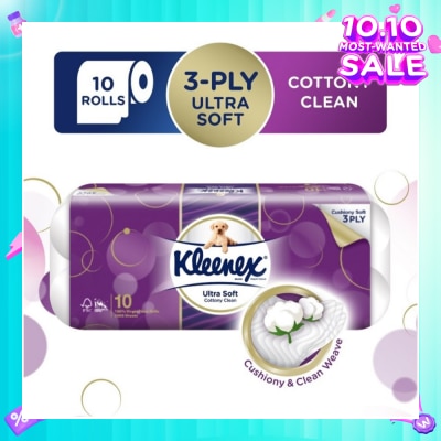 KLEENEX Kleenex Ultra Soft Toilet Tissue Paper Cottony Clean 10 Rolls