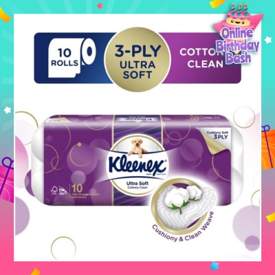 KLEENEX Kleenex Ultra Soft Toilet Tissue Paper Cottony Clean 10 Rolls