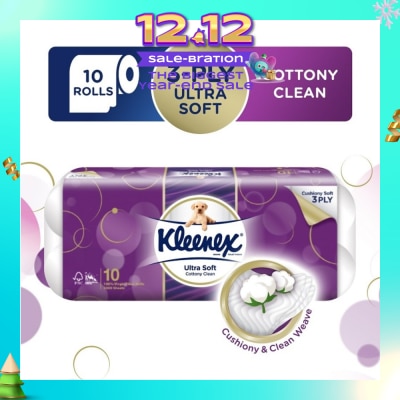 KLEENEX Kleenex Ultra Soft Toilet Tissue Paper Cottony Clean 10 Rolls
