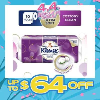 KLEENEX - Kleenex Ultra Soft Toilet Tissue Paper Cottony Clean 10 Rolls
