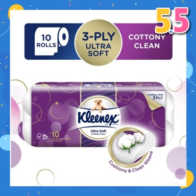 KLEENEX Kleenex Ultra Soft Toilet Tissue Paper Cottony Clean 10 Rolls