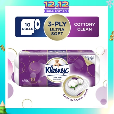 KLEENEX Kleenex Ultra Soft Toilet Tissue Paper Cottony Clean 10 Rolls