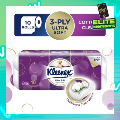 KLEENEX Kleenex Ultra Soft Toilet Tissue Paper Cottony Clean 10 Rolls
