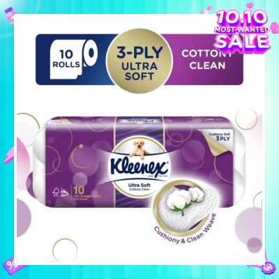 KLEENEX Kleenex Ultra Soft Toilet Tissue Paper Cottony Clean 10 Rolls