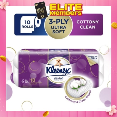 KLEENEX Kleenex Ultra Soft Toilet Tissue Paper Cottony Clean 10 Rolls