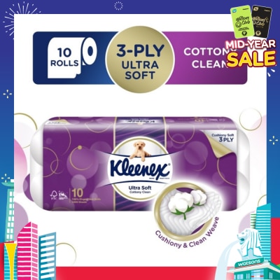 KLEENEX Kleenex Ultra Soft Toilet Tissue Paper Cottony Clean 10 Rolls