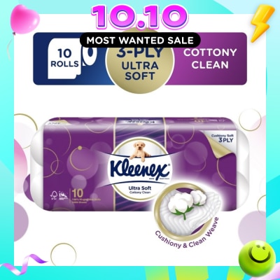 KLEENEX Kleenex Ultra Soft Toilet Tissue Paper Cottony Clean 10 Rolls image