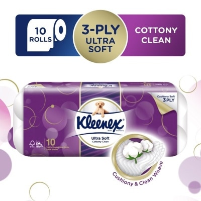 KLEENEX Kleenex Ultra Soft Toilet Tissue Paper Cottony Clean 10 Rolls