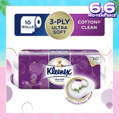 KLEENEX Kleenex Ultra Soft Toilet Tissue Paper Cottony Clean 10 Rolls