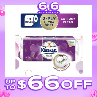 KLEENEX - Kleenex Ultra Soft Toilet Tissue Paper Cottony Clean 10 Rolls