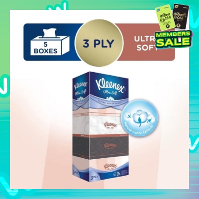 KLEENEX Ultra Soft 3ply Facial Tissue Lifestyle 5x100 Sheets