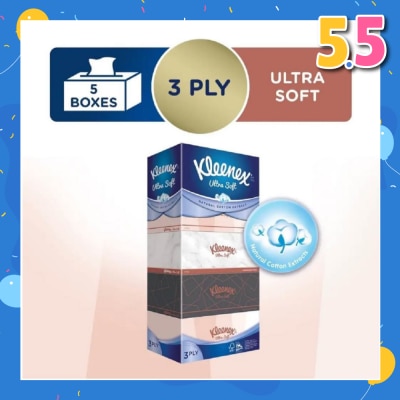 KLEENEX Ultra Soft 3ply Facial Tissue Lifestyle 5x100 Sheets