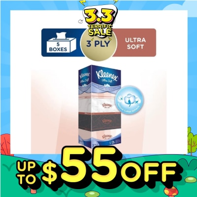 KLEENEX Ultra Soft 3ply Facial Tissue Lifestyle 5x100 Sheets