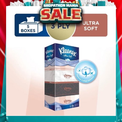 KLEENEX - Ultra Soft 3ply Facial Tissue Lifestyle 5x100 Sheets