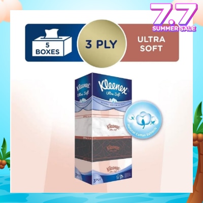 KLEENEX Ultra Soft 3ply Facial Tissue Lifestyle 5x100 Sheets