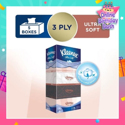 KLEENEX Ultra Soft 3ply Facial Tissue Lifestyle 5x100 Sheets
