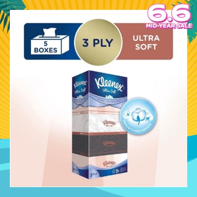 KLEENEX Ultra Soft 3ply Facial Tissue Lifestyle 5x100 Sheets