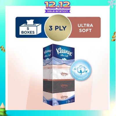 KLEENEX Ultra Soft 3ply Facial Tissue Lifestyle 5x100 Sheets