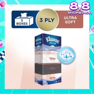 KLEENEX Ultra Soft 3ply Facial Tissue Lifestyle 5x100 Sheets