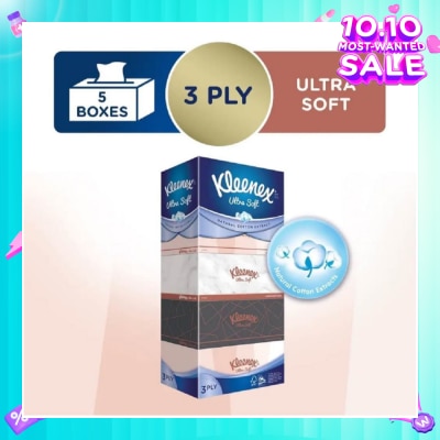 KLEENEX Ultra Soft 3ply Facial Tissue Lifestyle 5x100 Sheets