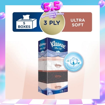 KLEENEX - Ultra Soft 3ply Facial Tissue Lifestyle 5x100 Sheets