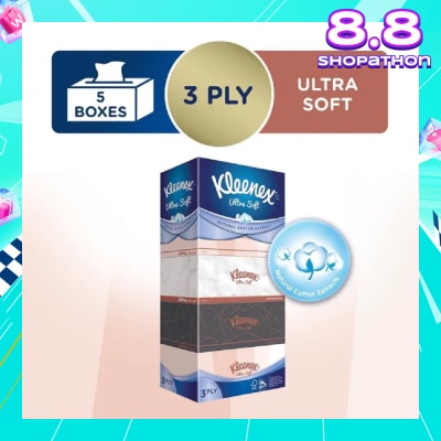KLEENEX Ultra Soft 3ply Facial Tissue Lifestyle 5x100 Sheets