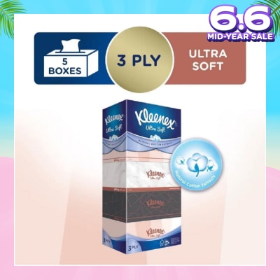 KLEENEX Ultra Soft 3ply Facial Tissue Lifestyle 5x100 Sheets