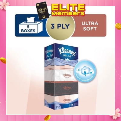 KLEENEX Ultra Soft 3ply Facial Tissue Lifestyle 5x100 Sheets