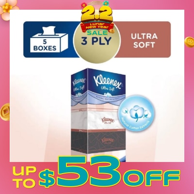 KLEENEX Ultra Soft 3ply Facial Tissue Lifestyle 5x100 Sheets