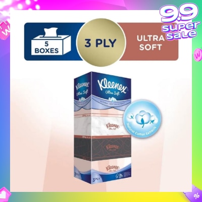 KLEENEX Ultra Soft 3ply Facial Tissue Lifestyle 5x100 Sheets