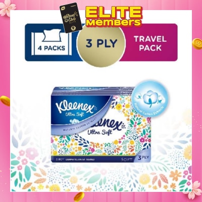 KLEENEX Kleenex Ultra Soft 3 Ply Facial Tissues Soft Pack 50 sheets x 4 packs (Floral)