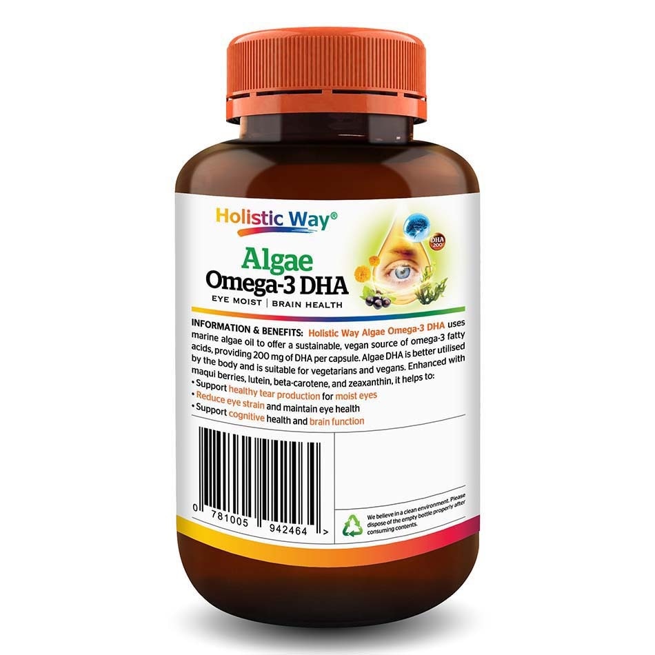 Algae Omega-3 DHA Dietary Supplement Liquid Veg Cap 60s