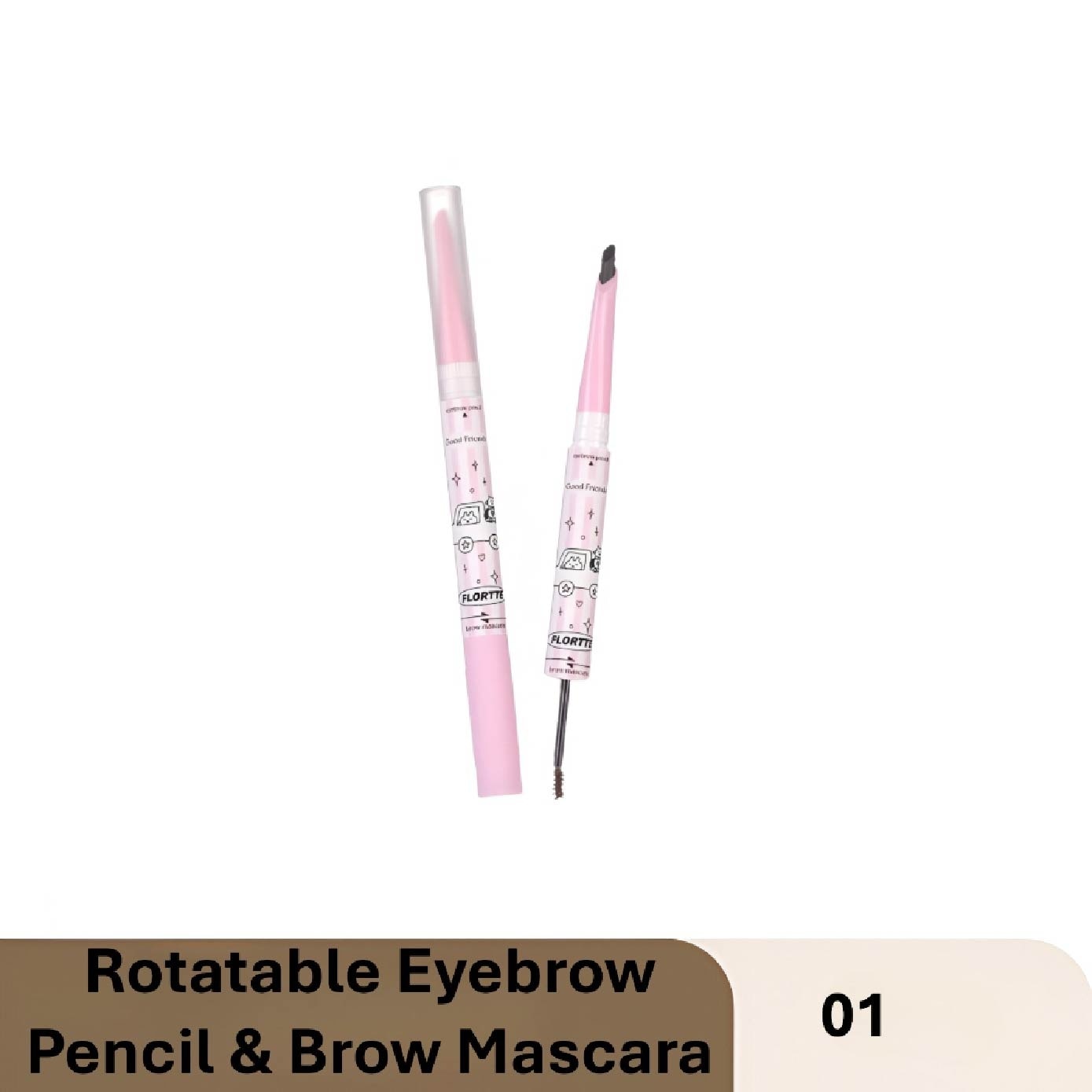 Good Friends Club Rotatable Eyebrow Pencil & Brow Mascara 01 18g