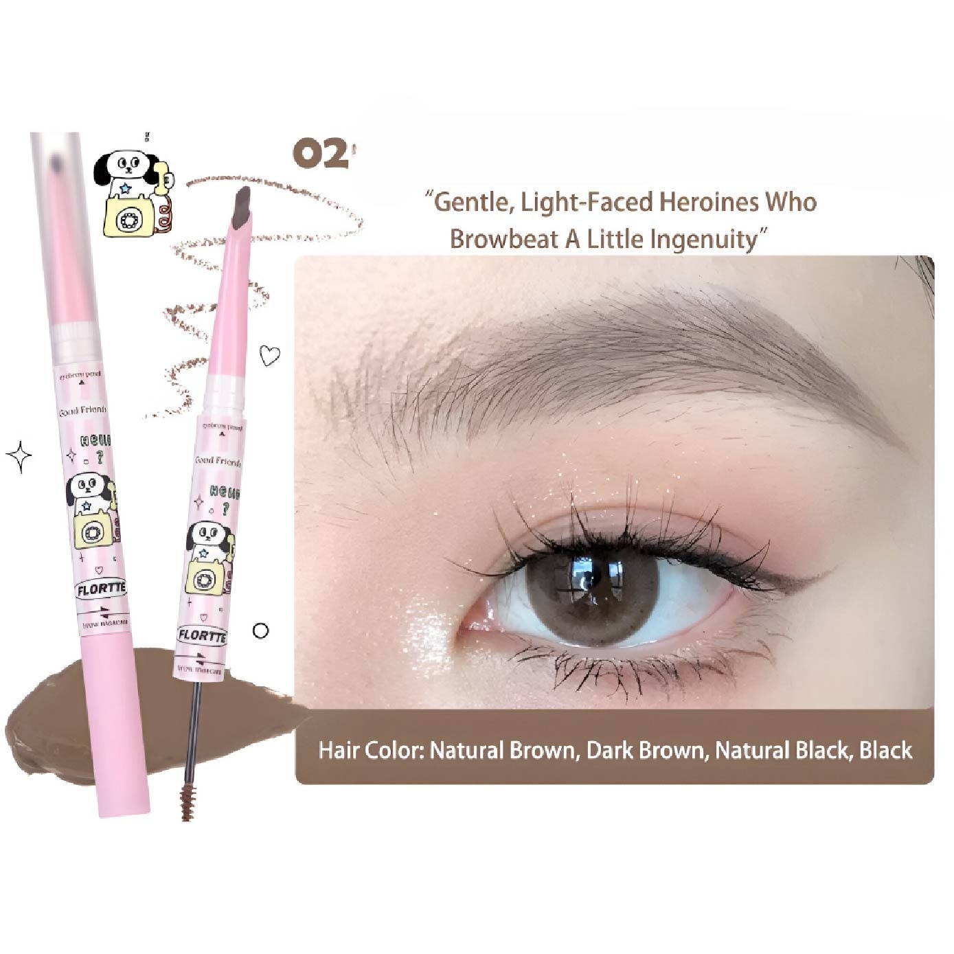 Good Friends Club Rotatable Eyebrow Pencil & Brow Mascara 02 18g