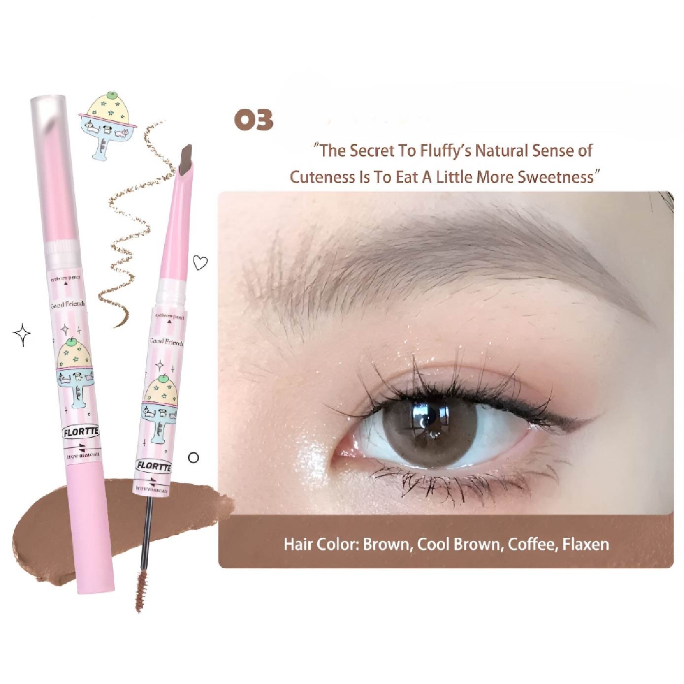 Good Friends Club Rotatable Eyebrow Pencil & Brow Mascara 03 18g