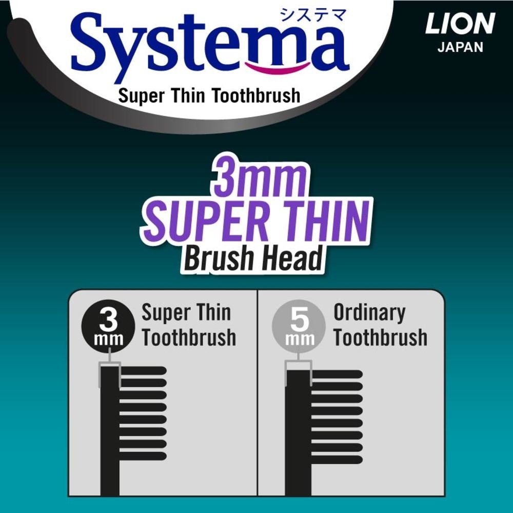 Super Thin 3mm Charcoal Bristle Toothbrush Compact Soft 1s