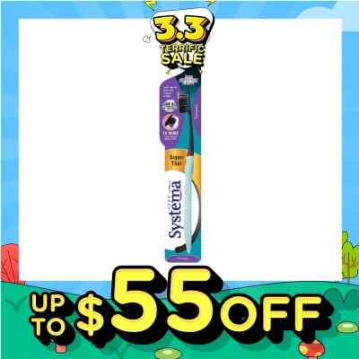 SYSTEMA Super Thin 3mm Charcoal Bristle Toothbrush Compact Soft 1s