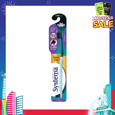 SYSTEMA Super Thin 3mm Charcoal Bristle Toothbrush Compact Soft 1s