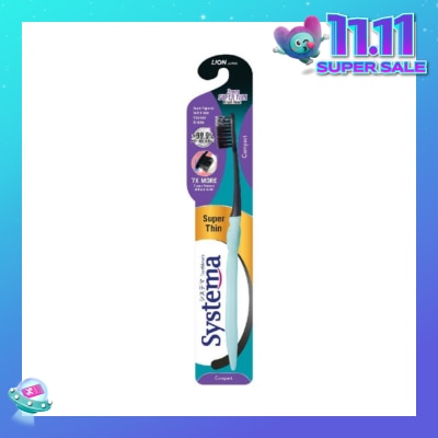 SYSTEMA Super Thin 3mm Charcoal Bristle Toothbrush Compact Soft 1s