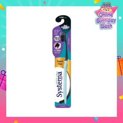 SYSTEMA Super Thin 3mm Charcoal Bristle Toothbrush Compact Soft 1s