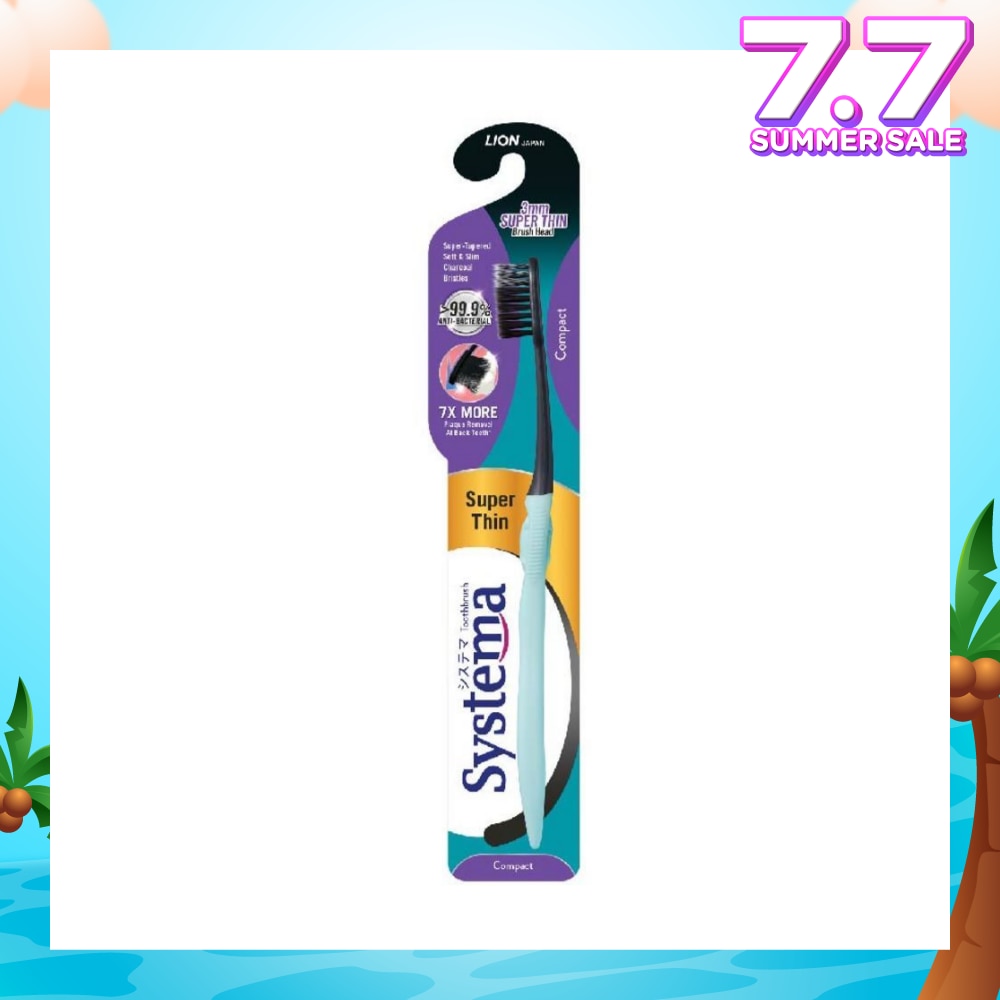 Super Thin 3mm Charcoal Bristle Toothbrush Compact Soft 1s
