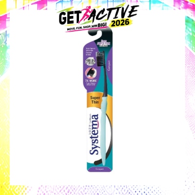 SYSTEMA - Super Thin 3mm Charcoal Bristle Toothbrush Compact Soft 1s image