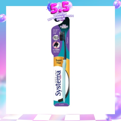 SYSTEMA - Super Thin 3mm Charcoal Bristle Toothbrush Compact Soft 1s